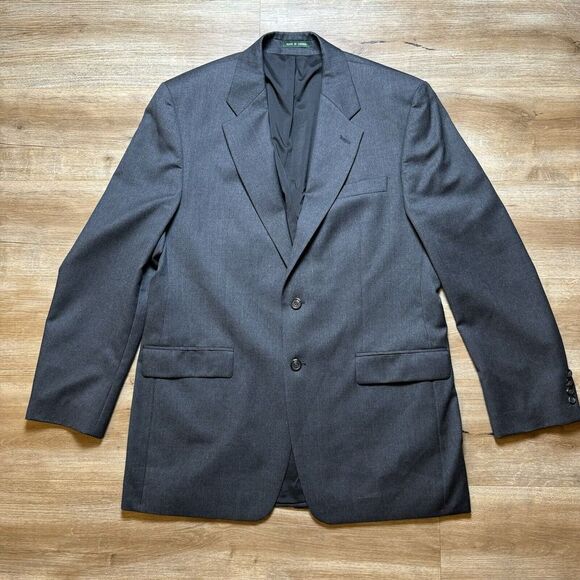 Lauren Ralph Lauren Blazer Jacket Men 42L Gray Pure Wool Lord Taylor Canada Made - Picture 1 of 13